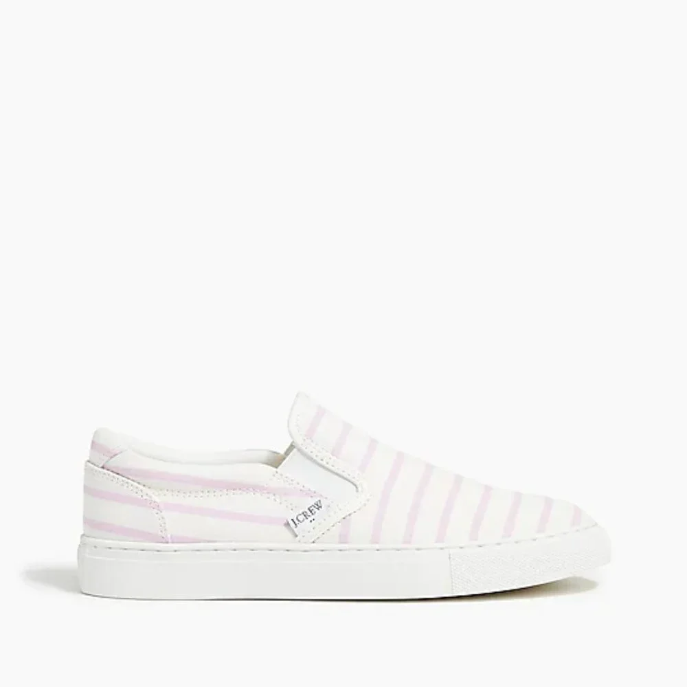 J. Crew Printed road trip slip-on sneakers Smoky Lilac-Ivory Stripe - Picture 3 of 9